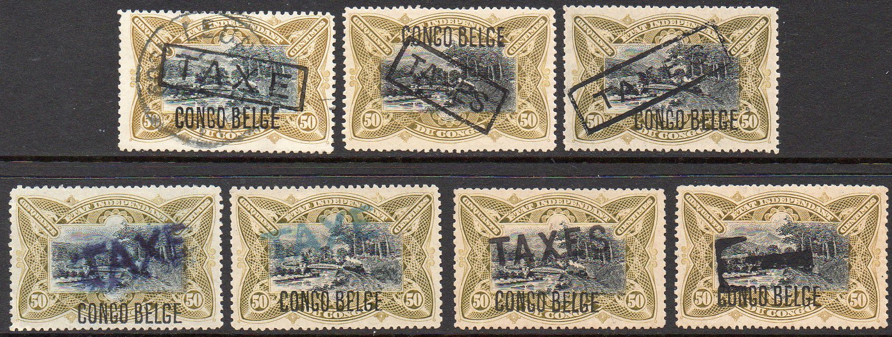 Belgian Congo Belge 50c Mols 1909 typograhed overprint Type II